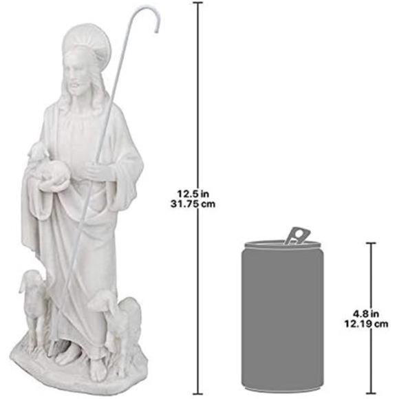 Jesus The Good Shepherd Marble Resin Statue 12.5 inch - Picture 7 of 7